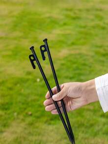 2PCS.4PCS Heavy Duty Steel Solid Tent Stakes, Tent Hooks, Outdoor Camping Canopy Ground Pegs - Black - View 2
