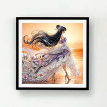 1件 DIY 5D 鑽石畫套件 卡通美女圖案－圓鑽全鑽藝術馬賽克手工，居家牆面裝飾，無框 - 無框 - 查看 3
