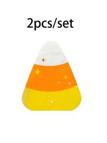 1 Set Halloween Corn Shaped Paper Napkins, Star Print Triangle Decorative Dinner Napkins, Suitable For Halloween Costume Party Table Setting, Waterproof Soft Paper Cocktail Napkins, Spooky Holiday Table Decor Supplies - A - View 9