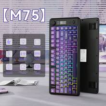 ATTACK SHARK * FREEWOLF M75 Wireless Gaming Keyboard, RGB Backlit Rechargeable 2000mAh Battery, Compact Membrane Feel Mechanical Keyboard With Smart Display And Knob, PBT Gradient Keycaps, Suitable For PC Gamers - Blackberry/Grape Purple/Moonlight - Multicolor - View 12