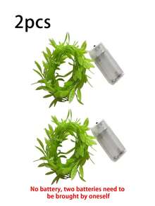 2件組 LED 人造藤蔓燈簾，仿真綠色藤蔓柳葉串燈，適用於婚禮派對背景、淋浴房、居家裝飾、聖誕節、庭院、婚禮、節日辦公室、臥室、酒店、派對、餐廳裝飾及人造植物門廊裝飾（不含電池） - 柳葉燈 - 查看 11
