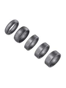 5Pcs Minimalist Vintage Distressed Plain Band Stainless Steel Men Rings, Men's Jewelry Accessories, Ideal For Daily & Business Wear - Antique Silver - View 13