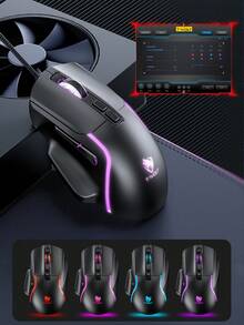 T-WOLF Mouse Gaming Mekanik 7 Tombol RGB Backlit Berkabel dengan Driver yang Dapat Diprogram Makro, Mouse untuk Bisnis dan Kantor dengan Pencahayaan LED Warna-warni - View 6