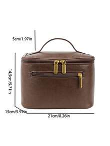 Women's Coffee Brown Large Capacity Handheld Cosmetic Travel Storage Bag, Portable, Suitable For Girls And Commuting Professional Women - Coffee Brown - View 7
