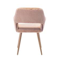 HengMing Dining Chairs With Faux Fur Upholstery, Modern Mid-Century Style Dining Chairs With Solid Lacquered Steel Legs - 駝色 - 查看 7