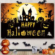 1Pc Halloween Banner Blood Print Horror Pumpkin Castle Bat Zombie Skeleton Pattern Happy Halloween Theme Party Decoration Indoor And Outdoor Decoration Photography Background Wall Art Halloween Home Decoration - V0155 - View 14