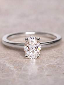 CVNANA 1pc Oval Cut Cubic Zirconia Copper Single Diamond Ring - Minimalist Elegant Exquisite Style, Wedding Ring, Perfect For Daily Wear, Engagement, Proposal, Anniversary Celebration And Valentine's Day Gift - B - View 6