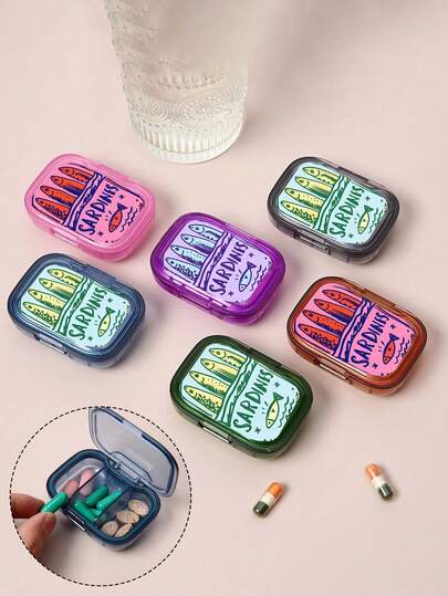 Caja de almacenamiento transparente con diseño de sardina vintage y divertido, diseño con forma de pez lindo, caja de pastillas cuadrada, compartimento de almacenamiento de medicamentos portátil, caja de almacenamiento de metal mini, caja de joyas y pastillas portátil, caja de pastillas de viaje, compartimento de gran capacidad, organizador de medicamentos semanal, adecuado para medicamentos y vitaminas diarios, esencial para médicos y enfermeras, necesidades de emergencia, viajes, rescate de emergencia en senderismo, opción de regalo única