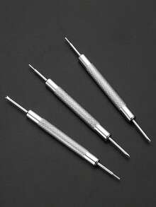 1pc Watch Repair Tool, Alloy Steel Material, Long Split-End Double-Headed Wrench - Silver - View 2