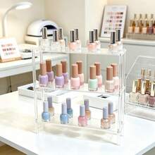 1 buah Organizer Kutek Akrilik Bening, Rak Display Kapasitas Besar untuk Minyak Esensial dan Gel Kuku, Rak Penyimpanan Bertingkat Kokoh untuk Salon, Toko Kecantikan dan Meja Rias, Tempat Penyimpanan Hemat Ruang untuk Peralatan Manikur, Mudah Dirakit, Desain Modern - transparan - View 9