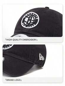 NEW ERA Brooklyn Nets Round Patch Baseball Cap, Black Soft Top Unisex Street Style Dad Hat - Black - View 5