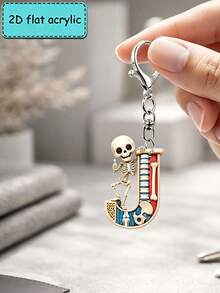 2D Flat Halloween Acrylic Keychain, 26 Letters Skull Medical Model Key Ring, Fashion Bag Charm, Perfect Gift For - Skeleton - View 24