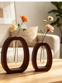 Modern Bohemian Style Propagation Vase, Indoor Plant Pot, Suitable For Desktop, Home, Bedroom Decor, Wooden Vase (Plants Not Included) - Multiple Styles - View 2