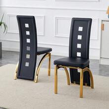 Black+Gold + Metal + PU Leather + Set Of 2