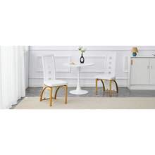 Esszimmerstühle - Weiß+Gold + Metall + PU-Leder + 2er-Set - Übersicht 3