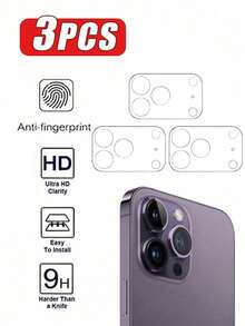 3 piezas Protector de lente de cámara trasera de vidrio templado para Apple 18/18 Pro/18 Pro Max/17/17Pro/17Promax/17Air/13/14/15/16/Pro/Pro Max - Protección de cobertura completa transparente de alta definición - transparente - Ver 38