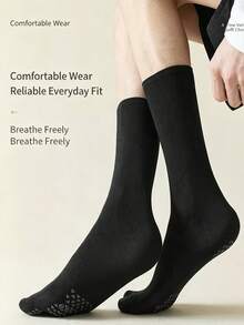 1 Pair Solid Color Men's Two-Toe Mid-Calf Socks, Silicone Non-Slip Breathable Elastic Split-Toe Socks, Yoga Home Daily Versatile Long Socks - Multicolor - View 2
