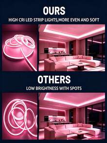 5m/4m/3m/2m/1m USB Touch Switch, Flexible Neon Light Cute Pink USB Neon Rope Light, Perfect For Home Decor, Balcony Decor, Car Decor, Flower & Plant Decor, DIY Style Dimmable - Pink - View 4