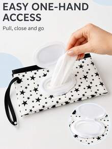 Reusable Wet Wipe Bag, Wet Wipe Box, Portable Refillable Wet Wipe Storage Box/Travel Wet Wipe Bag; Featuring Zipper Seal And Secure Snap Lid Design, Easy To Refill And Dispense, With Wrist Strap. - Lightweight, Sealed Dry, Washable Travel Wet Wipe Storage Box And Packaging Box - Multicolor - View 1
