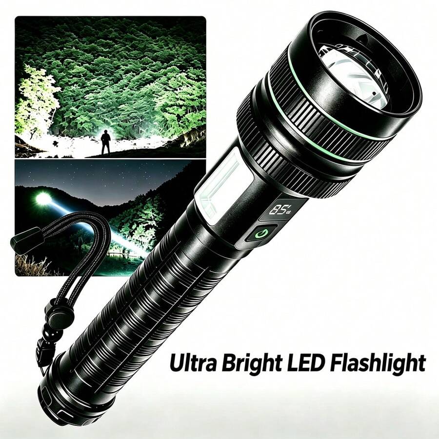 1 pieza Linterna LED de batería ultra larga, foco potente recargable por USB de alta luminosidad para uso en exteriores y pesca