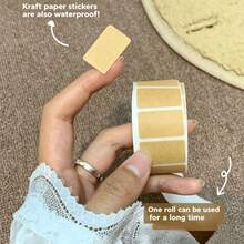1 Roll Kraft Paper Self-Adhesive Label Stickers, 800pcs Waterproof Durable Hand-Writable, Gift Wrapping/Item Classification, Highly Attractive Practical Style, Handmade Gift Label Paper DIY Envelope Seal, Suitable For Cards, Envelopes And Christmas Decoration - Multicolor - View 5