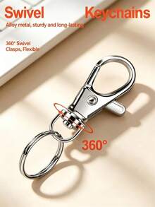 30/60pcs Key Rings And Key Chain Swivel Clasps, Outdoor Key Chain, Fish Mouth Rotating Hook, Suitable For DIY Crafts, Handbags, Luggage And Backpack Accessories - Keychain + Double Ring - View 4