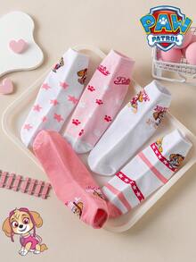 1/5/10 Pairs Paw Patrol Kids Socks, Cute Patchwork Puppy Design, Winter Mid-Calf Socks, Fun Christmas Gift - Multicolor - View 8