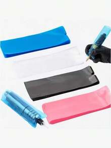 100pcs Disposable Waterproof Tattoo Machine Pen Covers, Black/Blue/Pink, Tattoo Accessories - Multicolor - View 1