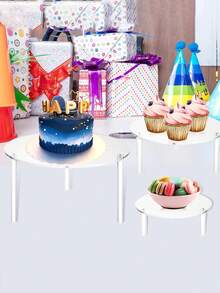 Transparent Acrylic Cake Stand, Easy Assembly And Disassembly, Wedding Ceremony Birthday Cake Stand, Cake Model Carousel Support Rack, Baking Display Shelf, Dessert Table Decoration Tray, Customized - Clear - View 2