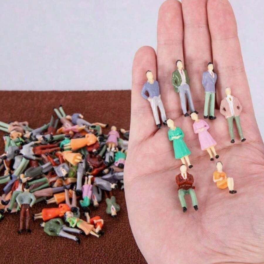 20pcs Miniature Colorful 1:50 Scale Figures - Typical People Made Of ABS Plastic, Used For Making Landscapes, Railways, Buildings And Theater Miniatures (2.5cm Small Size) - Multicolor - View 1