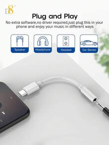 D8 16 USB-C 转 3.5mm 音频适配器，Type-C AUX 耳机转换器，带 DAC 立体声麦克风 HiFi 耳机适配器，兼容 16/16 Pro/16 Pro Max/15/15 Pro/15 Pro Max、Pro/Air 5/4/Mini 6、Galaxy S23 Ultra/S22/S21/S20、Pixel 7 Pro，白色 - 白色 - 查看 5