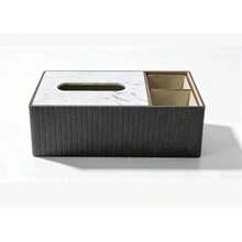 Multifunctional Desktop Tissue Box, Textured Tissue Box, Gold-Trimmed Tissue Box, Living Room, Dining Room, Kitchen Home Decor, Home Decor Accessories, Apartment Essentials - Multicolor - View 7