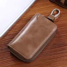 New Genuine Leather Texture Key Pouch For Men, Large Capacity Key Storage Bag, Vintage Waist-Hanging Zipper Key Bag, Suitable As A Gift For Men's Car Key Pouch - Multicolor - View 11