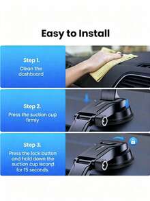 1PC New Car Dashboard Phone Holder, Waterfall Adhesive Suction Cup, Fixed Suction Cup Auto-Locking Phone Mount, Rotatable Adjustable Bracket - Black - View 3