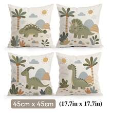 Childhood Dinosaur Tree Pattern Pillowcase, No Insert, Single-Sided Print Pillowcase, Suitable For Living Room Bedroom Home Decor, All-Season Pillowcase - Multicolor - View 13