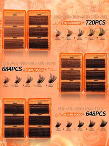 CMAYOME 720/648 DIY Complete Set Of Cluster Adhesive False Eyelashes - Includes Soft False Eyelash Clusters In 8 To 16mm Different Lengths, Soft And Fluffy Touch. This Set Includes Cluster False Eyelashes, Waterproof Glue, Tweezers And Brush. - Multicolor - View 10