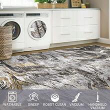 Techigher Machine Washable Hallway Runner Rug, Non Slip Kitchen Runner Mat, Modern Abstract Bedside Rug, Low Pile Foldable Floor Carpet For Entryway, Laundry Room, Bathroom - Grey - View 8