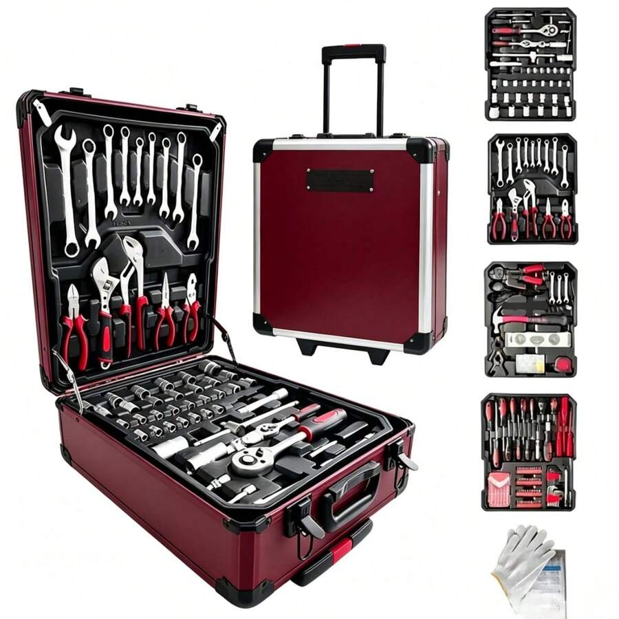 115/46pcs Professional Car Repair Tool Set: Portable Durable And Easy To Use Ratchet Wrench Set - Suitable For Car, Boat, Motorcycle Repair, Home Industrial Maintenance - Includes Carrying Case - Multi-color - View 1