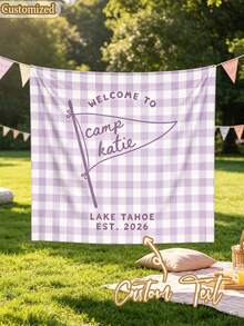 Personalized Camping Bachelorette Party Banner, Customized Party Welcome Backdrop, Suitable For Room Decor, Home Decor, Seasonal Multi-Purpose Romantic Theme Party Decoration Sign, Creative Bridal Shower Welcome Board, Suitable For Room Decor, Home Decor - Multicolor - View 5