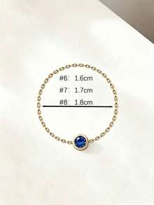 SYMFNY 925 Sterling Silver Minimalist Tiny Bezel Set Soft Chain Ring 1pc - Blue - View 3