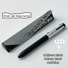 1 buah Pulpen Zanshi 4-in-1 Hitam Biru Merah Netral 0.5mm 0.32mm Dapat Ditarik Cepat Kering Menulis Halus Untuk Pelajar dan Kantor - MultiWarna - View 15