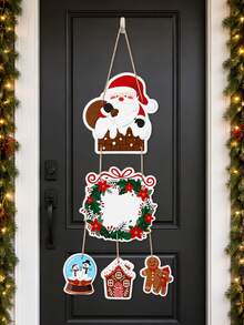 1 Set Christmas Paper Door Hanging Decor, Writable, Gingerbread House & Gingerbread Man Pendant, Christmas Decoration, Christmas Party Supplies, Christmas Wall Hanging Ornament, Holiday Front Door Sign, Home Decor, Winter Decoration - Multicolor - View 7