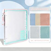 Zipper Loose Leaf File Bag With 3 Ring , Soft PVC Binder, Single Piece Or With Colorful Pockets Set - Large Capacity Cute Folder For School, Office & Home Use​ - Sets - View 16
