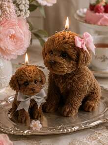 3D Teddy Poodle Silicone Candle Mold, Curly Hair Puppy Statue Mold, Cute Animal Scented Candle, Aromatic Stone Epoxy Resin Home Decor Craft - Teddy Dog Candle Silicone Mold - View 1