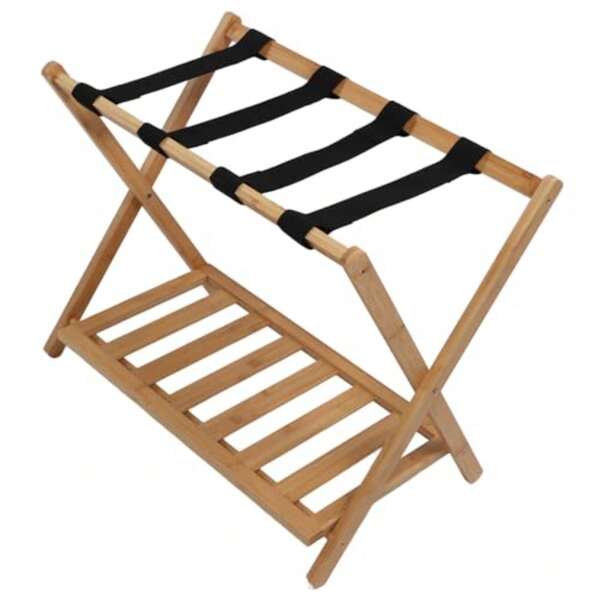 Soporte para Portaequipajes Plegable Extra Ancho y Resistente de Primera Calidad - Diseñado para Maletas - Correas de Cincha Espaciosas - Perchero Horizontal Resistente - Ideal