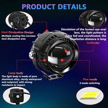 Universal Off-Road LED Light – Yellow/White High/Low Beam Switchable With Strobe & Red Eye, External Spot/Fog/Auxiliary/Work Light For Car & Motorcycle - 2pcs Led Light - View 3