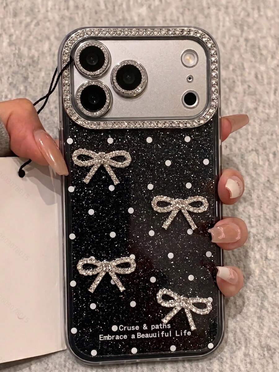 Glitter Polka Dot Sequins Phone Case Compatible With IPhone 18ProMax 18Pro 17Air 16 15 14 13 12 11 Pro Max 16 15 14 Plus 16Promax 15Promax Lovely Solid Color Summer Candy Color Back Cover
