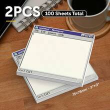 2Pcs Vintage Computer Sticky Notes, 100 Sheets Retro Windows Style Self Adhesive Memo Pad For Office School Desktop Reminder - one-size - View 2