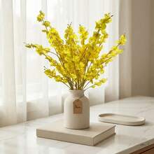 1pc/6pcs/21pcs, 95cm Artificial Yellow Dancing Orchid, Living Room Dining Table Vase Flower Arrangement Decor, Home Soft Furnishing Entrance Hall Decoration Artificial Cymbidium Orchid Fake Flower, Suitable For Wedding Decoration, Autumn Decoration, Garden Center Decoration, Party, Gift - Yellow - View 9