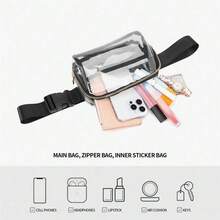 1件女款防水透明腰包－戶外露營旅行便攜透明PVC腰包 - 彩色 - 查看 6